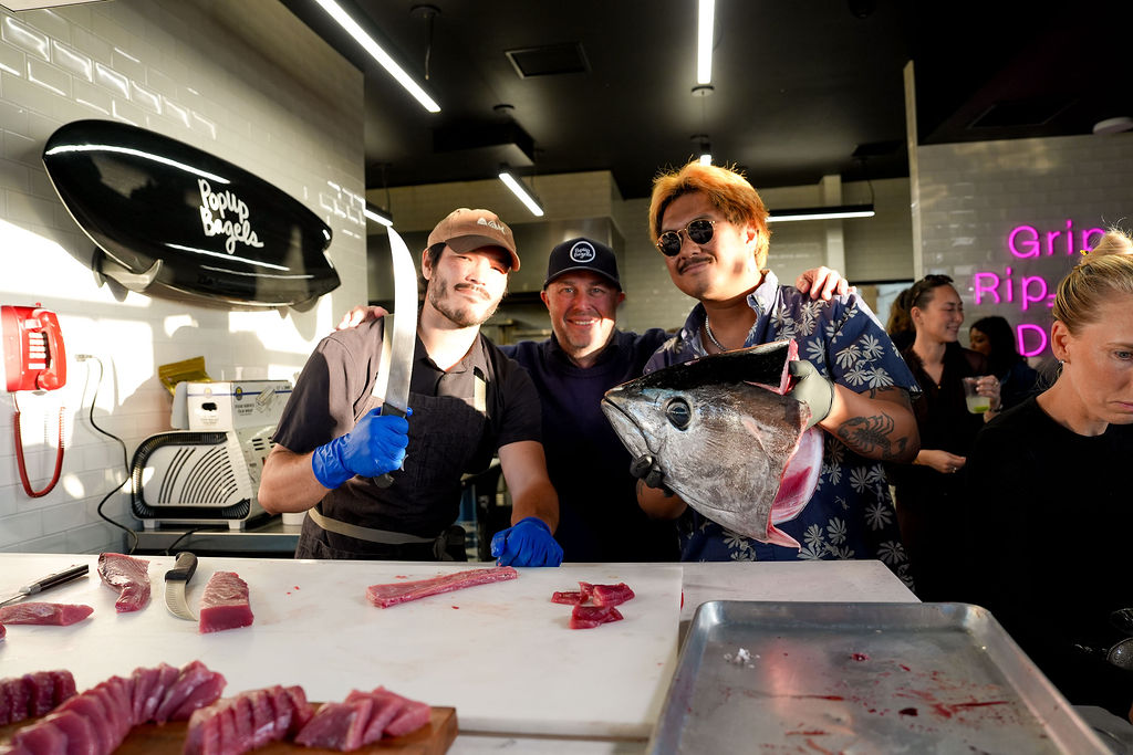 The team working the station during service.