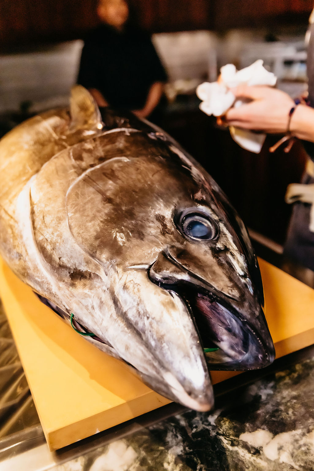 The eye of a whole bluefin, close.